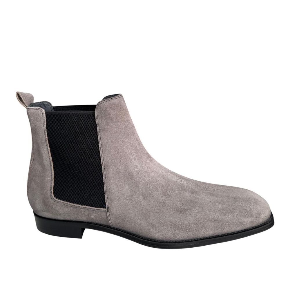 Donald Pliner Boots Mens 14 Gray Antique Washed Suede Ankle Chelsea Made Italy